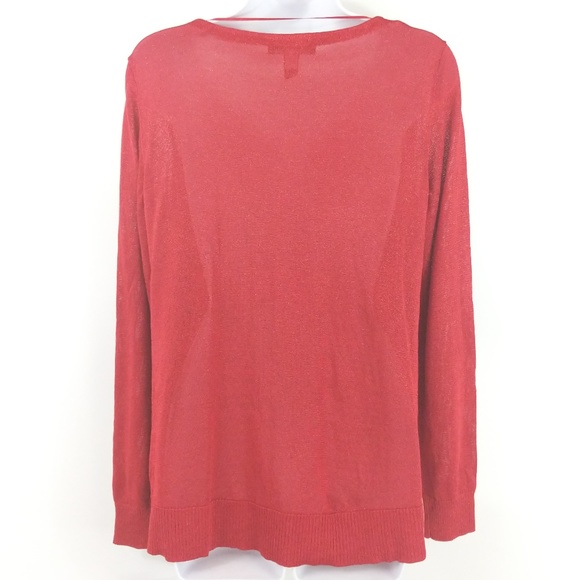 INC Red Metallic Wrap Hem Tunic Sweater - Picture 3 of 3